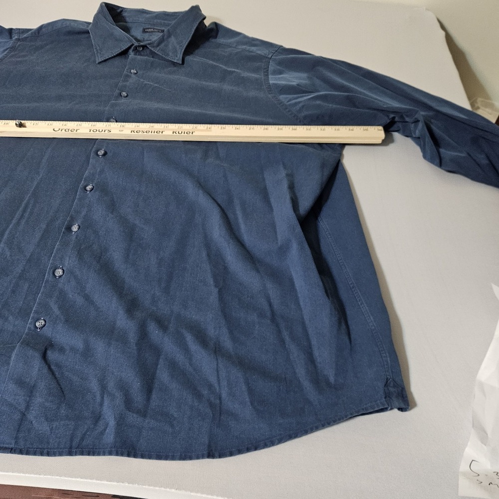 Proper Cloth Dress Shirt Mens 4XB Steel Blue White Big Button Chambray - Picture 3 of 7